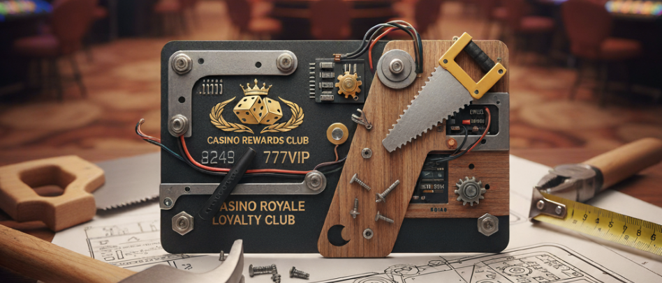Casino loyalty card being rebuilt with tools, symbolizing the transformation of players clubs into modern brand-driven loyalty programs
